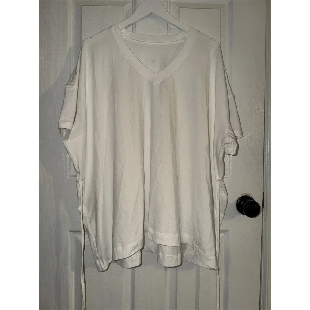 Lululemon Side Tie V-Neck Tee *Pima Cotton Size 18/20 White PLUS